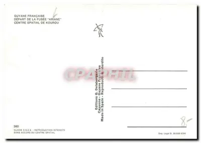 Start rakiety Ariane — Centrum Kosmiczne w Kourou — Éditions G. Delabertie — Rewers