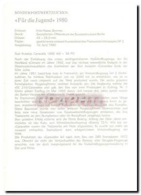 Sud Aviation Caravelle 1955 — primeira versão — Deutsche Bundespost Berlin — Verso