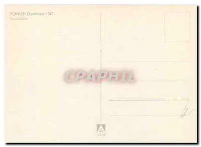 Avião Fokker D.VII — 1917 — editor F. P. H. / 1/148 — Verso