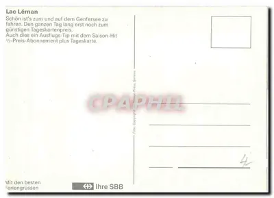 Navio 'Itália' — lago Léman — editor SBB Press Genève, n°4 — Verso