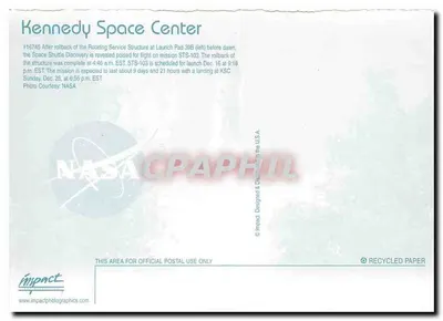 Kennedy Space Center — Shuttle Discovery na plataforma de lançamento 39B — Impact — Verso