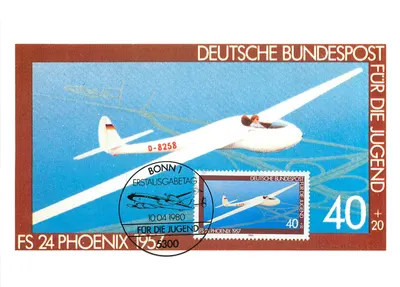 Avião a vela Phoenix 1957 — edição especial para a juventude — Deutsche Bundespost