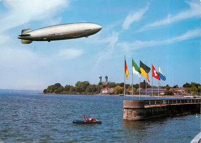 Zeppelin Graf Zeppelin — voo sobre o lago de Boddensee — Franz Milz-Verlag, Füssen/Allegau, n° 101/84