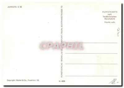 Junkers G 38 — Aviação histórica — Michel & Co., Frankfurt / M., n° 4909 — Verso