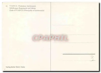 Zamek Vaduz — Krajina Liechtensteinu — Verlag Atelier Oehri, Vaduz — Rewers
