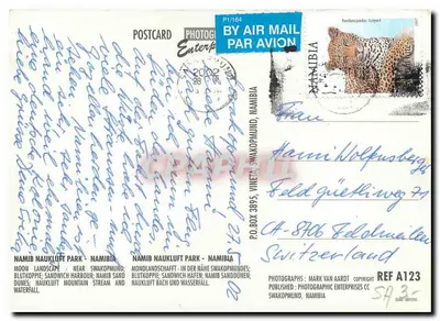 Namib Naukluft Park — paisagens desérticas — Photographic Enterprises, REF A123 — Verso