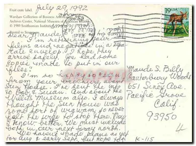 Pêches Brownie Brand — Wenatchee Fruit & Warehouse Co. Inc. — 1932 — Verso