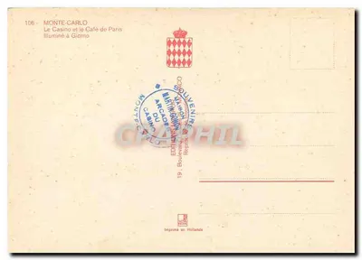 Monte-Carlo — O Casino e o Café de Paris iluminados à Giorno — Éditions Mary-Ann — Verso