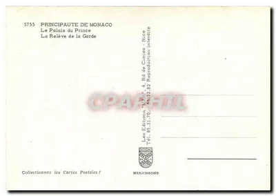 Pałac Książęcy — Monako — Wydawca Mexichrome, nr 5755 — Rewers
