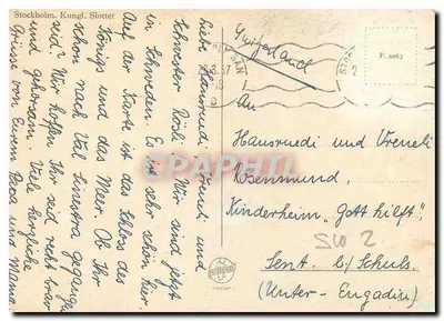 Stockholm, Kungl. Slottet — widok pałacu królewskiego — wydawca nieznany, numer seryjny nieczytelny — Rewers