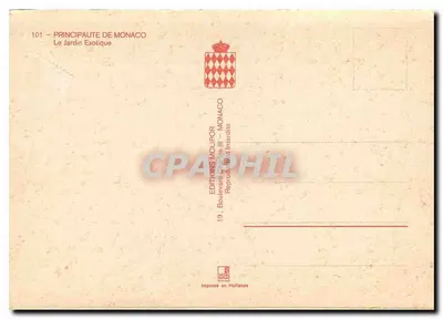 Jardim Exótico — Mônaco — Éditions Mollipor — Verso