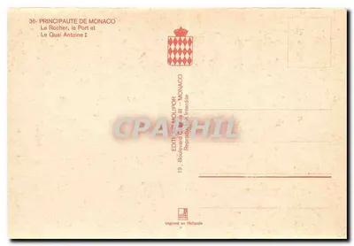 Monaco — Il Rocher, il Porto e il Quai Antoine I — Edizioni Mollipor — Verso