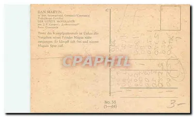 Dan Martin — cena do filme 'Le Dernier Mohican' — editor Constantin, n° 53 (1-64) — Verso