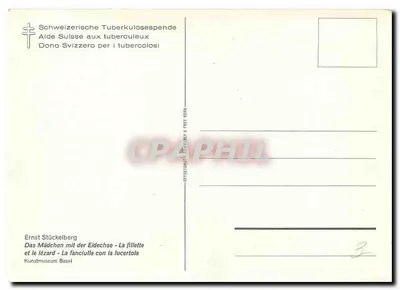 Dziewczyna przy brzegu morza — z jaszczurką — Ernst Stückelberg, Kunstmuseum Basel — Rewers