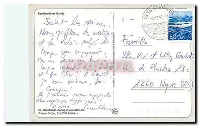 Dwa Saint-Bernardy — z barilami szwajcarskimi — wydane przez St. Bernhard-Zwinger von Malters — Rewers