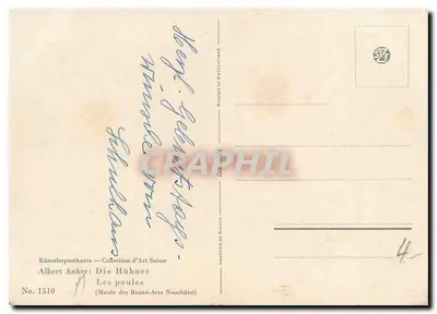 Kobiety i dzieci z kurami — Albert Anker — Zbiór Sztuki Szwajcarskiej, nr 1510 — Rewers