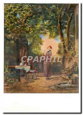 Cena de jardim — homem em traje oriental — Editor E. A. Ackermann, n° 3049