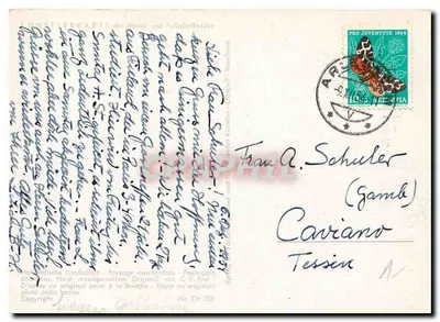 Holländische Landschaft — malowanie ustami C. F. Riet — wydawca CH 1001 — Rewers