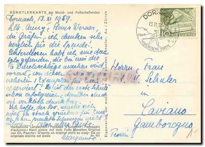Árvore de outono — Ch. Pasche — HERBST — n°821 — Verso