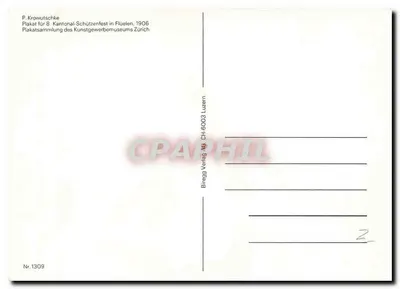 VIII. Orner Kantonal-Schützenfest in Flüelen — Kunstanstalt Müller, Zürich — n° 1309 — Verso
