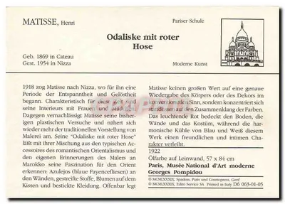 Odalyske mit roter Hose — Henri Matisse — Georges Pompidou, Paryż — Rewers