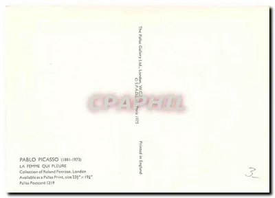 Kobieta, która płacze — Pablo Picasso (1881-1973) — Pallas Postcard 1219 — Rewers
