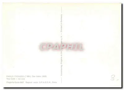 Kip — Pablo Picasso — Uitgave Fingerle & Co., N.° 6607 — Achterkant
