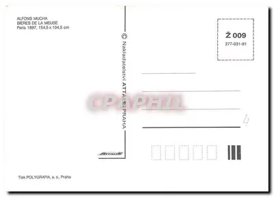 Kobieta z kwiatami — dzieło Alfonsa Muchy — Imp. F. Champedois, Paryż — Rewers