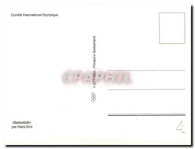 Basquete — obra de Hans Erni — Comitê Internacional Olímpico — Verso