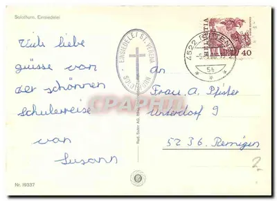 Igreja e capela de Einsiedeln — Suíça — editor Rud. Suter AG, n° 19337 — Verso