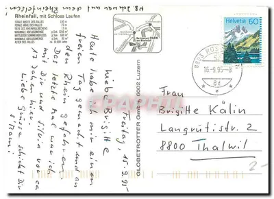 Rheinfall — queda do rio Reno — editor Globetrotter GmbH, n° de série 2 — Verso