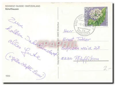Schaffhausen — Grüss aus Schaffhausen — wydawca nie widoczny — Rewers