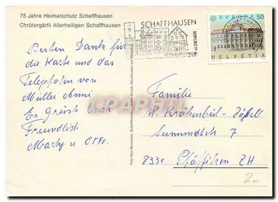 Jardim dos Cristãos Heiligen Schaffhausen — 75 anos do Heimatschutz Schaffhausen — editor Max Baumann — Verso