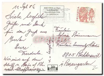Stein am Rhein — widok na Ryn i zamek na wzgórzu — wydawca fotoGROSS — Rewers