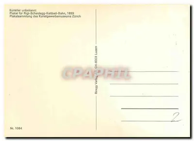 Rigi-Kaltbad-Scheidegg — Kolej — Sezon 1899 — Art. Instytut Orell Füssli Zurych — Rewers
