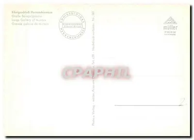 Königsschloss Herrenchiemsee — Wielka galeria lustrzana — wydawca Müller Prien, nr 385 — Rewers