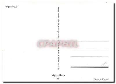 Cupido na letra M — decoração de flores azuis — Alpha-Beta M — Verso