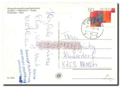Szwajcarskie góry — krajobrazy i miasta — Rud Suter AG, nr 4203 — Rewers