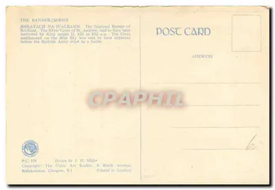 Bhratàch na h'Albann — Bandeira nacional da Escócia — The Celic Art Society, P.C. 101 — Verso