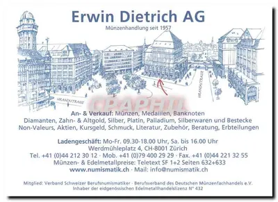 Żółty ciężarówka reklamowa do sprzedaży monet — Erwin Dietrich AG, Zurych — Rewers