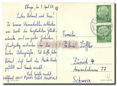 Família de esquilos na floresta — editor Verlag Hermann Neubert, série 226/A 2278 — Verso