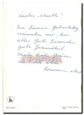 Buquê de rosas — carta de aniversário — editor Lf- n° 151 — Verso