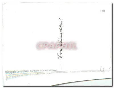 Papai Noel de bicicleta — floresta nevada — Fotografia Karl-Heinz Raach, D-79249 Merzhausen — Verso