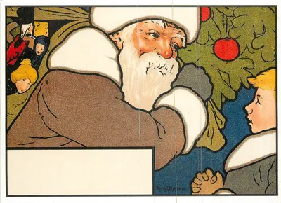 Pai Natal — criança e decoração de Natal — desenho de Richard S. Dauff