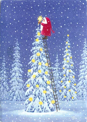 Pai Natal decorando um abeto — edição Migros Magazine — Suíça