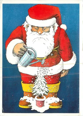 Papai Noel regando um abeto — ilustração — n°7