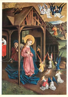Natividade — pintura de Johann Koerbecke (1446-1491) — F.A. Ackermanns Kunstverlag, München