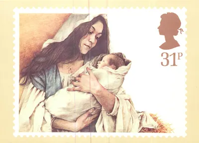 Virgem e Criança — reprodução de um selo britânico — n° 1/84