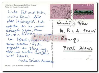 Zamek Burgdorf — Sala Rycerska Zbiór Historyczny — Lith. H. Armbruster, Bern — Rewers