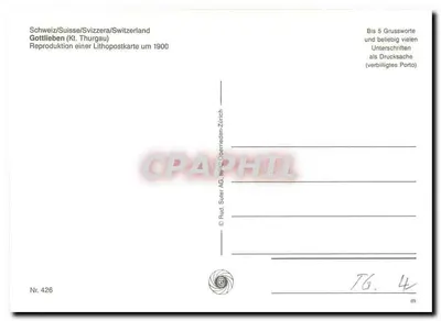 Gottlieben — vista do lago e do Hotel Krone — Rud. Suter AG, Zurique — Verso